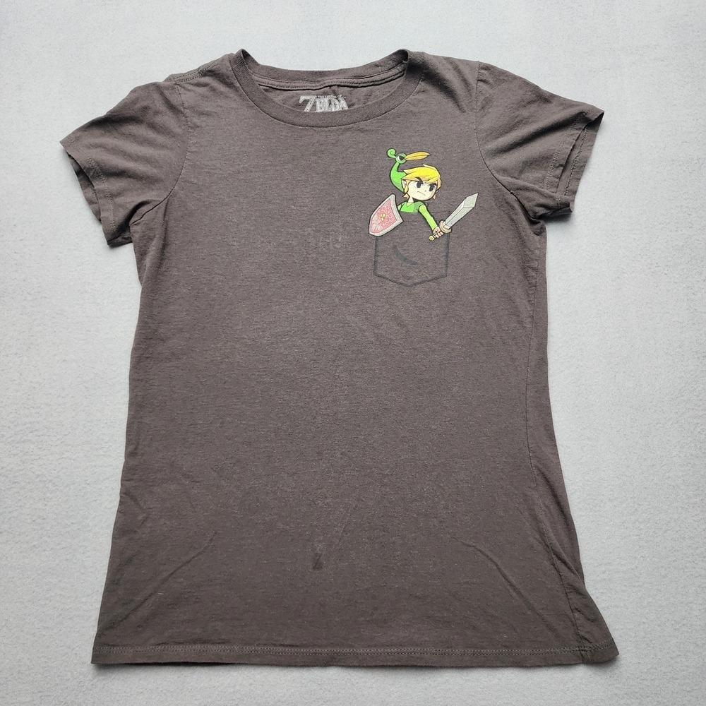 Nintendo The Legend of Zelda Toon Link Pocket Graphic T-Shirt Brown Women's Med.